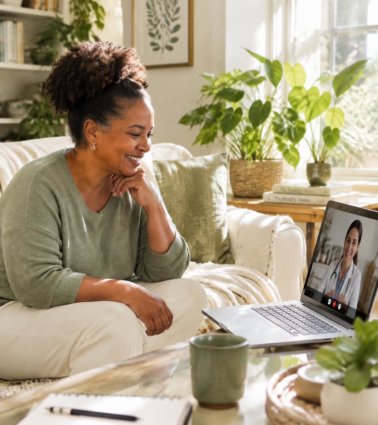 Patient on a video visit at home